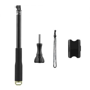 LDX-808 Aluminum Alloy Selfie Stick 4-Section Extendible Handheld Selfie Stick with Remote Controller Clip 36cm-110cm for GoPro Hero 6 5 4 3 3+ for Xiaoyi Andoer Action Cameras