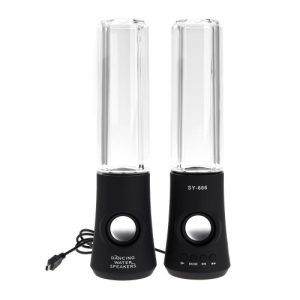 LED Dancing Water Speakers Fountain Show USB Music Micro SD/TF Card Amplifier FM Radio for PC iPhone iPad Black