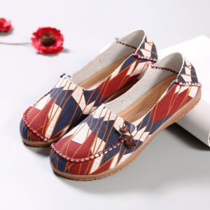 LOSTISY Colorful Pattern Exclusively Sold Slip Resistant Comfortable Flat Shoes