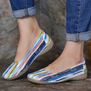 LOSTISY Multi Color Graffiti Slip Resistant Slip On Casual Flat Shoes