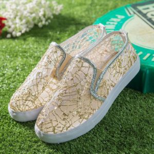 Lace Breathable Slip On Loafers Lazy Casual Flat Shoes