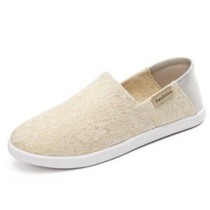 Lace Canvas Slip On Soft Flat Casual Shoes