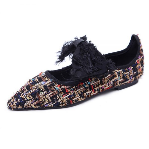 Lacework Bowknot Knitting Ballet Shoes Flats