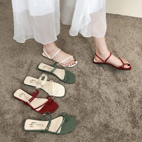 Ladies Sandals Fairy Season New Pin-to-night Gentle Shoes Flat Bottom Two Wear Sandals Female Ins Tide