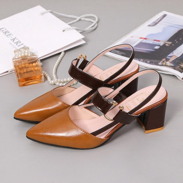 Large Size Baotou With Pointed Sandals Female 41 42 Thick With Wild Ladies Single Shoes