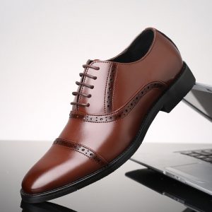 Large Size Men Brogue Cap Toe Busines Dress Shoes Casual Oxfords