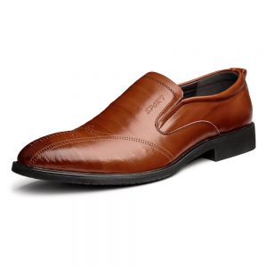 Large Size Men Carved Leather Non-slip Slip On Casual Formal Shoes