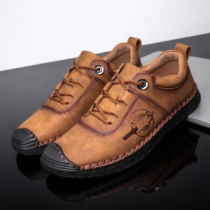 Large Size Men Hand Stitching Leather Anti-collision Non-slip Casual Shoes