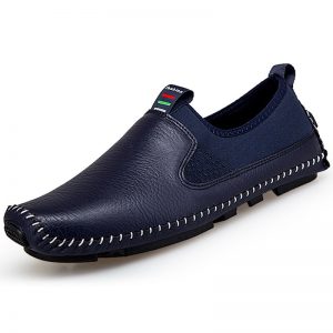 Large Size Men Hand Stitching Leather Slip Resistant Slip On Casual Shoes