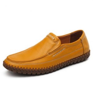 Large Size Men Hand Stitching Soft Doug Shoes Slip On Leather Loafers