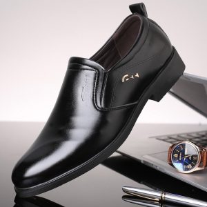 Large Size Men Leather Slip Resistant Business Formal Dress Shoes