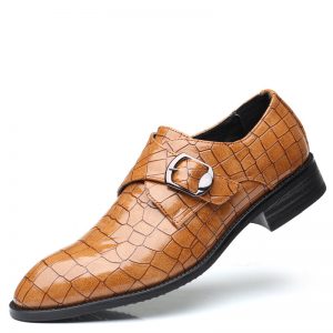 Large Size Men Metal Buckle Slip Resistant Slip On Formal Dress Shoes