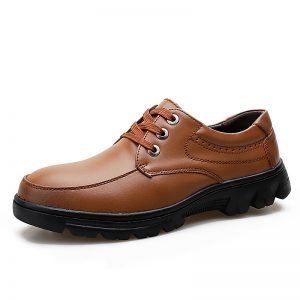 Large Size Men Outdoor Slip Resistant Lace Up Work Leather Shoes