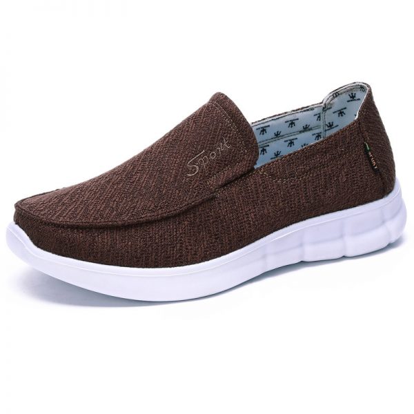 Large Size Men Pure Color Fabric Breathable Slip On Soft Casual Shoes