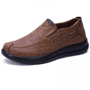 Large Size Men Retro Hand Stitching Leather Slip On Casual Shoes