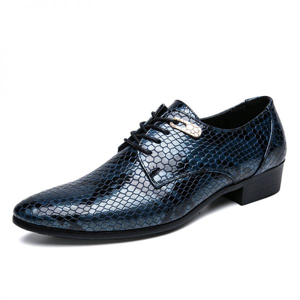 Large Size Men Serpentine Pattern Lace Up Formal Dress Shoes