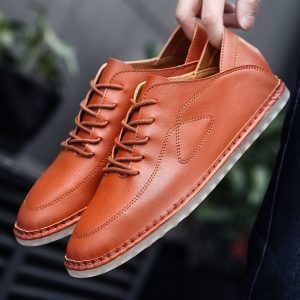 Large Size Men Slip Resistant Collapsible Heel Casual Leather Shoes