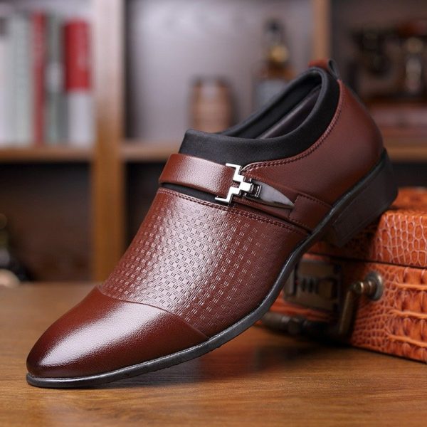 Large Size Men Stylish Cap Toe Slip On Business Formal Dress Shoes