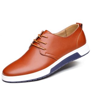 Large Size MenBritish Style Pure Color Leather Soft Casual Driving Shoes