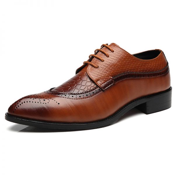 Large Size Men's Modern Brogue Carved Classic Pointed Toe Dress Shoes