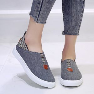 Large Size Splicing Canvas Flat Casual Flat Skateboard Shoes