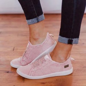 Large Size Women Canvas Solid Color Casual Flat Shoes