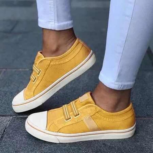 Large Size Women Sneakers Canvas Elastic Band Casual Shoes