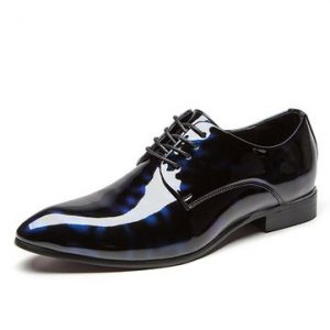 Larger Size Men Patent Leather Pointed Toe Floral Pattern Formal Dress Shoes