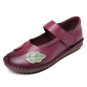 Leaf Stitching Leather Shoes