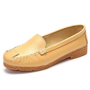 Leather Pure Color Moccasins Soft Flat Shoes