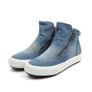 M.GENERAL Denim High Top Zipper Comfortable Breathable Flat Casual Shoes