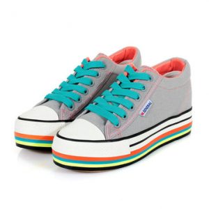 M.GENERAL Lace Up Colorful Low Top Canvas Flat Casual Shoes For Women