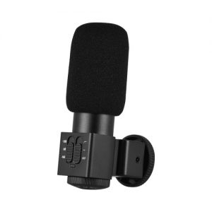 M101 Stereo Microphone Back Electret Condenser Microphone Video Recording Interview Microphone with Windscreen for Canon Nikon Sony and Other Mainstream DSLR Cameras