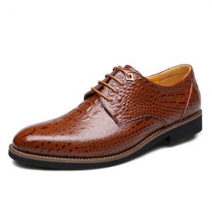 Men Alligator Pattern Pointed Formal Business Lace Up Shoes