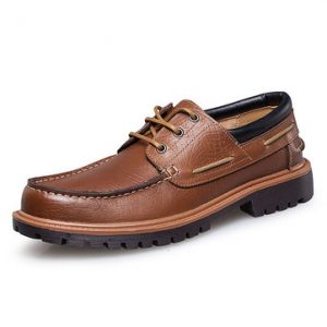 Men Big Size Genuine Leather Breathable Round Toe Soft Casual Shoes