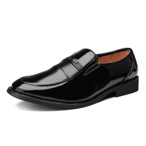 Men Black Breathable Slip On Business Casual Shoes