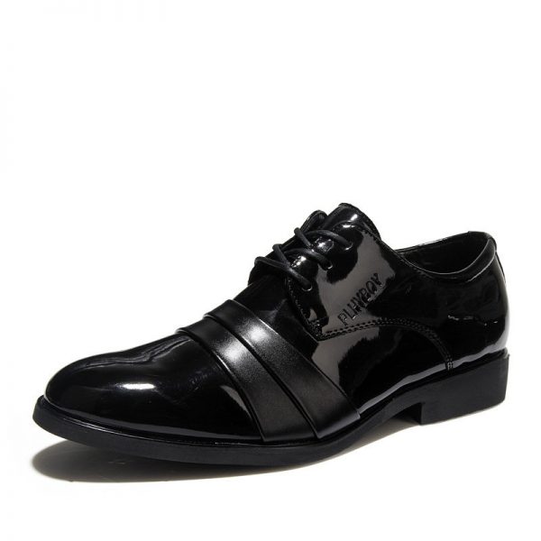 Men Black Cap Toe Lace Up Business Formal Casual Shoes