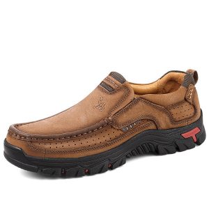 Men Breathable Cow Leather Slip Resistant Wear-resistant Casual Shoes