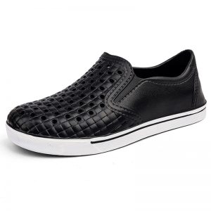 Men Breathable Hole Slip On Pure Color Light Weight Casual Shoes