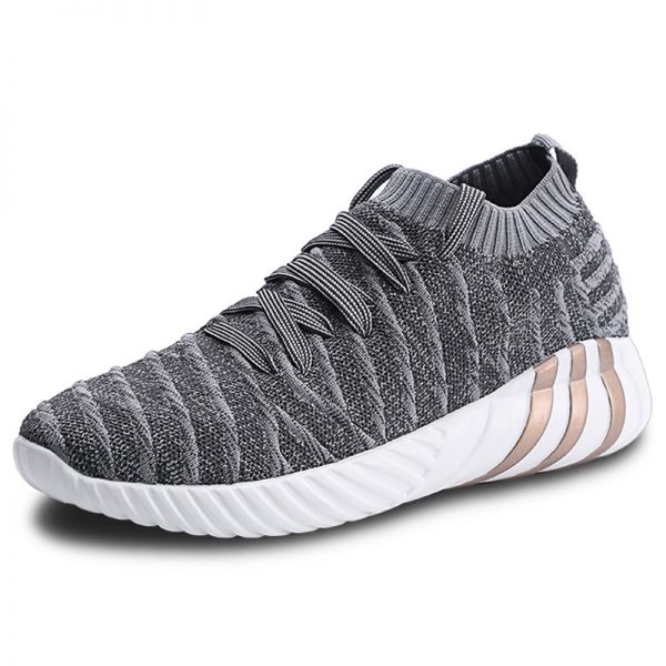 Men Breathable Knitted Fabric Running Shoes Casual Shock Absorbing Sneakers