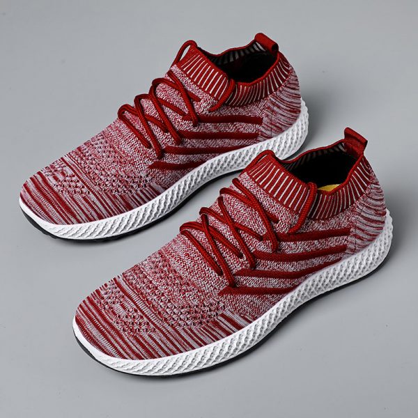 Men Breathable Knitted Fabric Running Shoes Light Weight Sport Sneakers