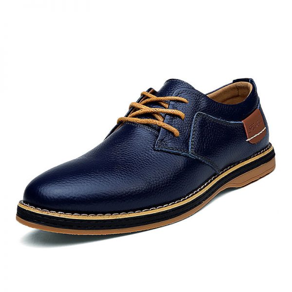 Men British Style Comfy Leather Oxfords Lace Up Business Casual Shoes