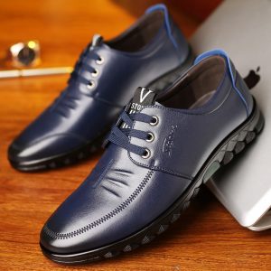 Men British Style Comfy Soft Lace Up Driving Leather Casual Shoes