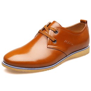 Men British Style Cow Leather Lace Up Business Shoes