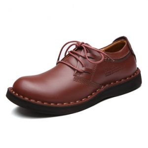 Men British Style Genuine Leather Lace Up Wearable Casual Shoes