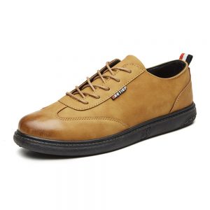 Men British Style Leather Non-slip Lace Up Casual Shoes