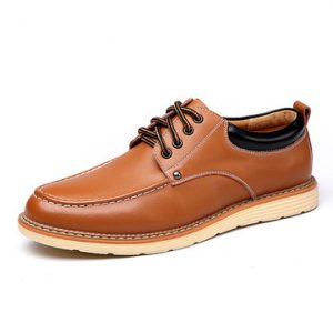 Men British Style Low Top Breathable Flat Lace Up Casual Shoes