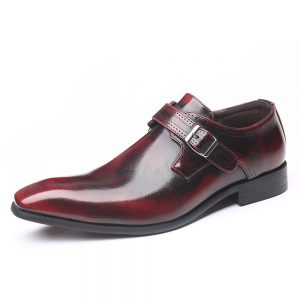 Men British Style Metal Buckle Slip On Business Formal Dress Shoes