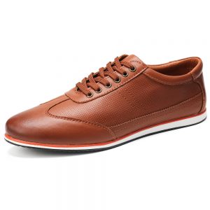 Men British Style Microfiber Leather Lace Up Comfy Soft Flat Casual Shoes