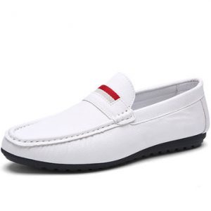 Men British Style Pure Color Doug Shoes Flat Slip On Casual